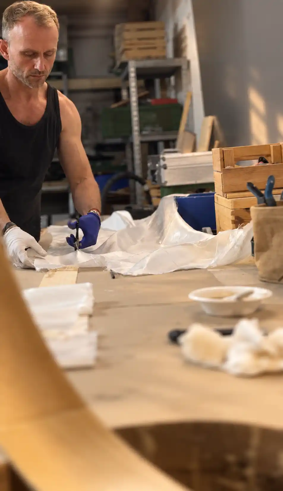 Material für die Verstärkung zuschneiden